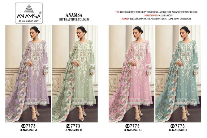 Anamsa 240 A To D Hits Colors Georgette Pakistani Suits Wholesale Price In Surat
